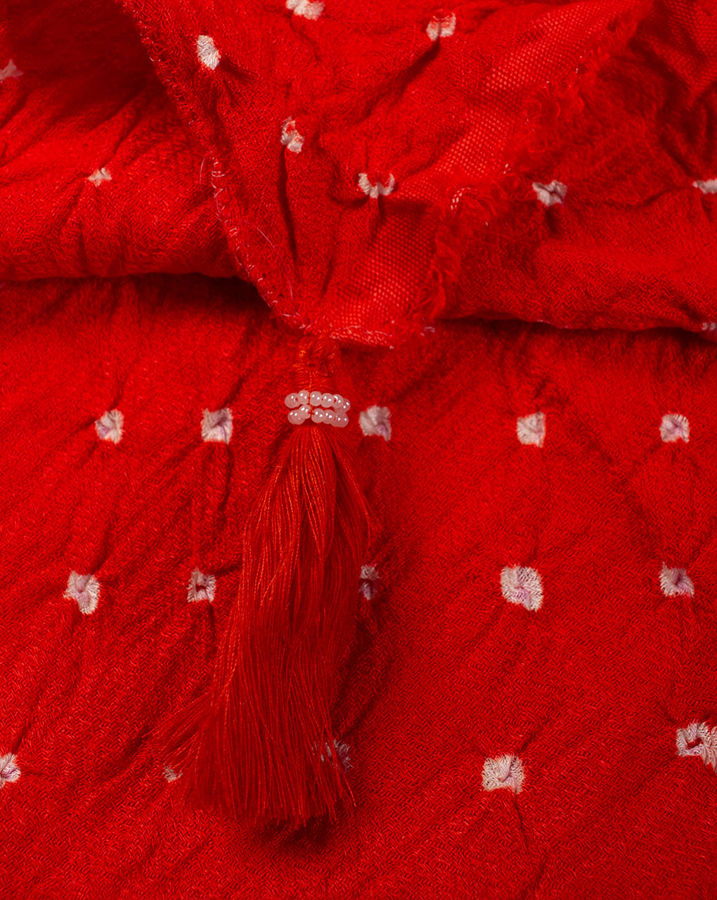 Orange Geometric Bandhani Dobby Rayon Dupatta - Fabriclore.com