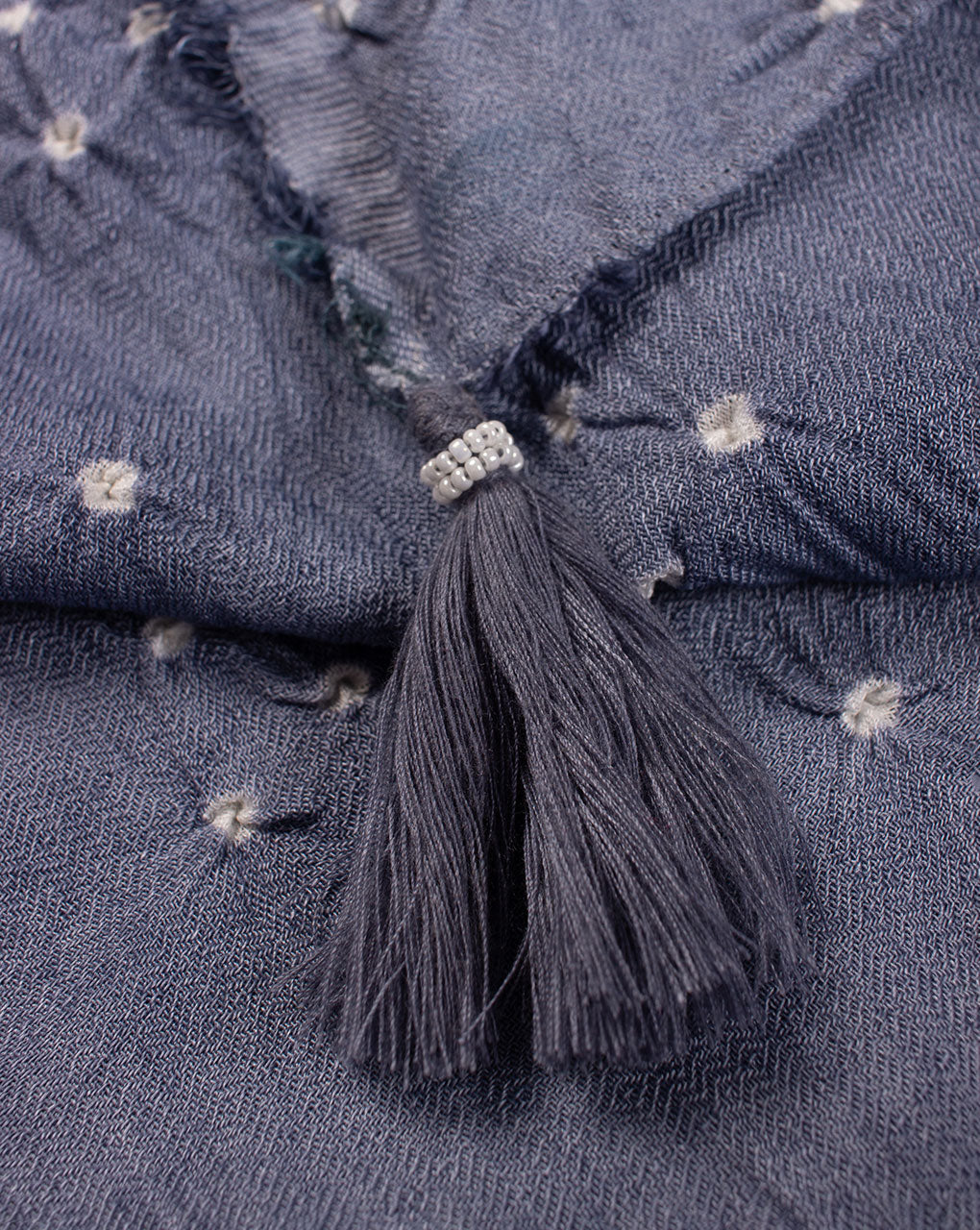 Grey Geometric Bandhani Dobby Rayon Dupatta - Fabriclore.com