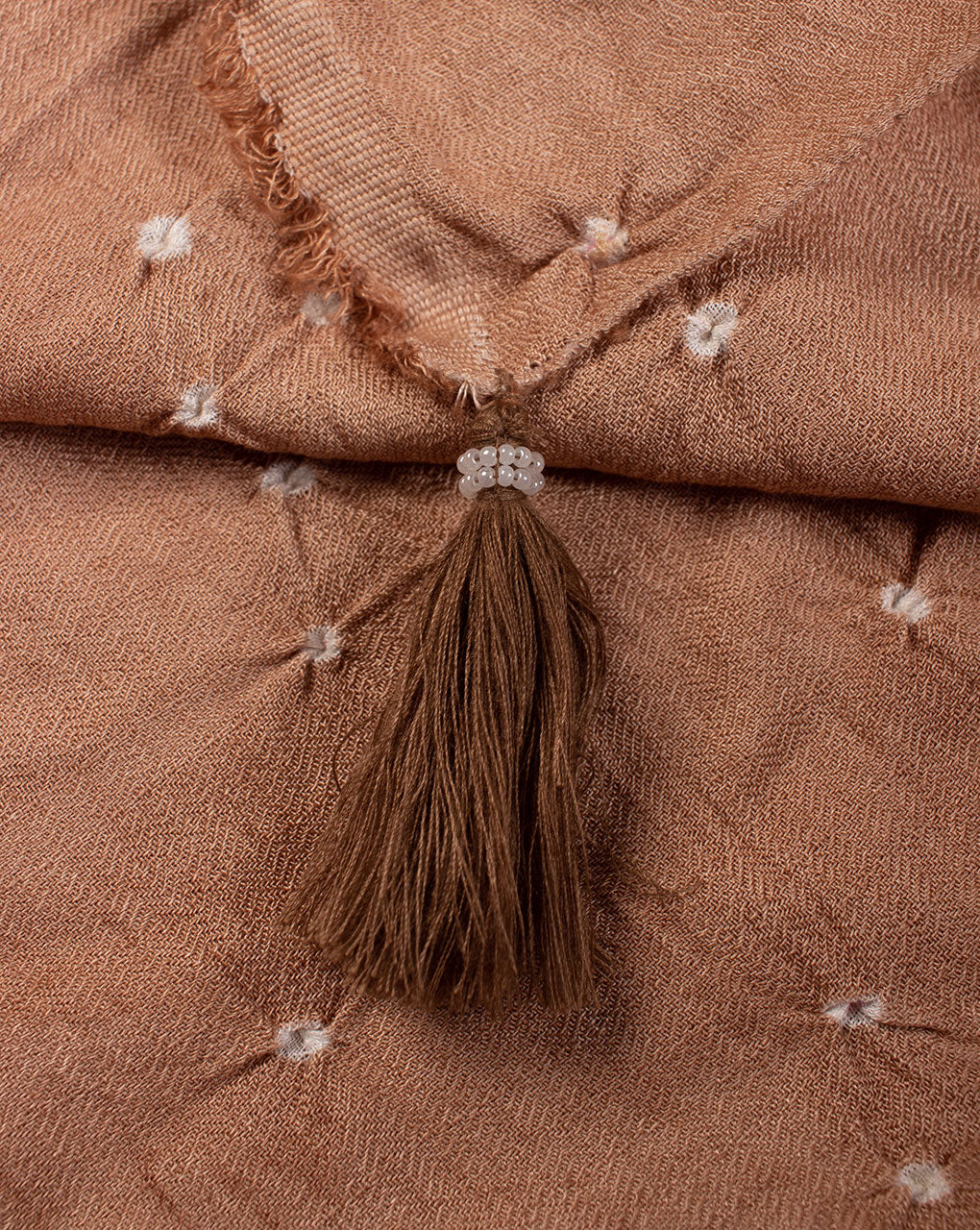 Brown Geometric Bandhani Dobby Rayon Dupatta - Fabriclore.com