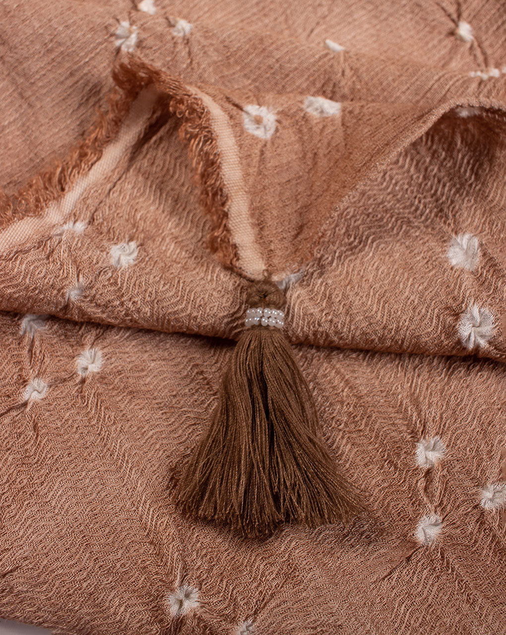 Brown Geometric Bandhani Dobby Rayon Dupatta - Fabriclore.com