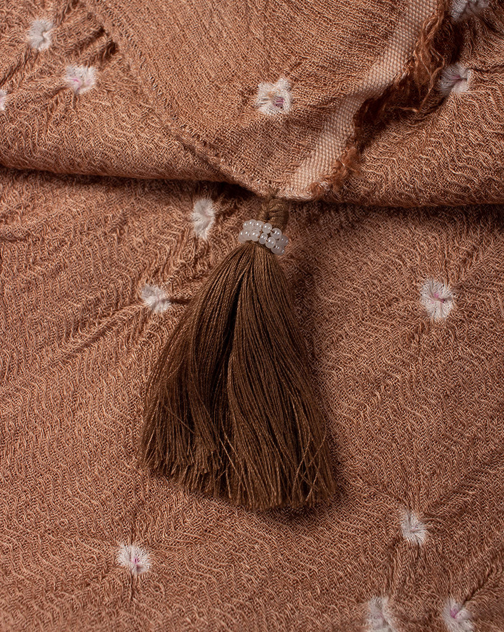 Brown Geometric Bandhani Dobby Rayon Dupatta - Fabriclore.com