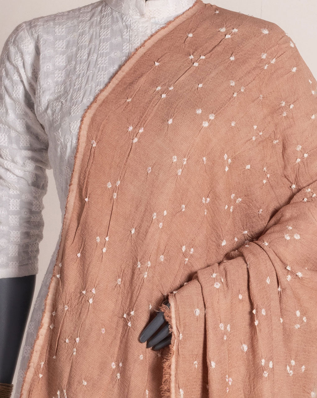 Brown Geometric Bandhani Dobby Rayon Dupatta - Fabriclore.com