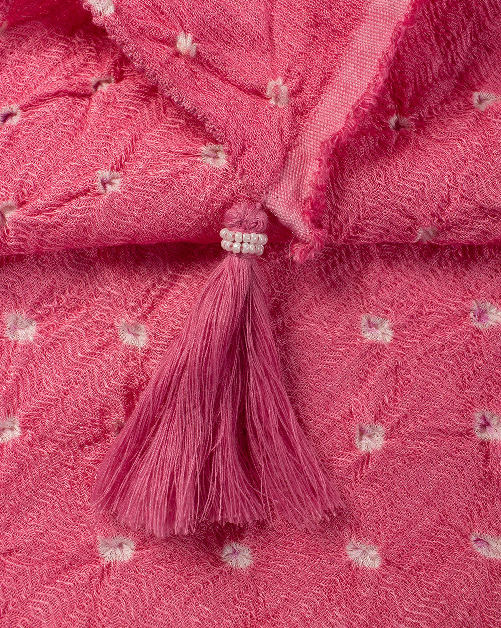 Pink Geometric Bandhani Dobby Rayon Dupatta - Fabriclore.com