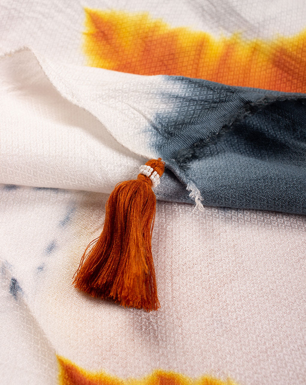 Grey Geometric Tie & Dye Dobby Rayon Dupatta - Fabriclore.com