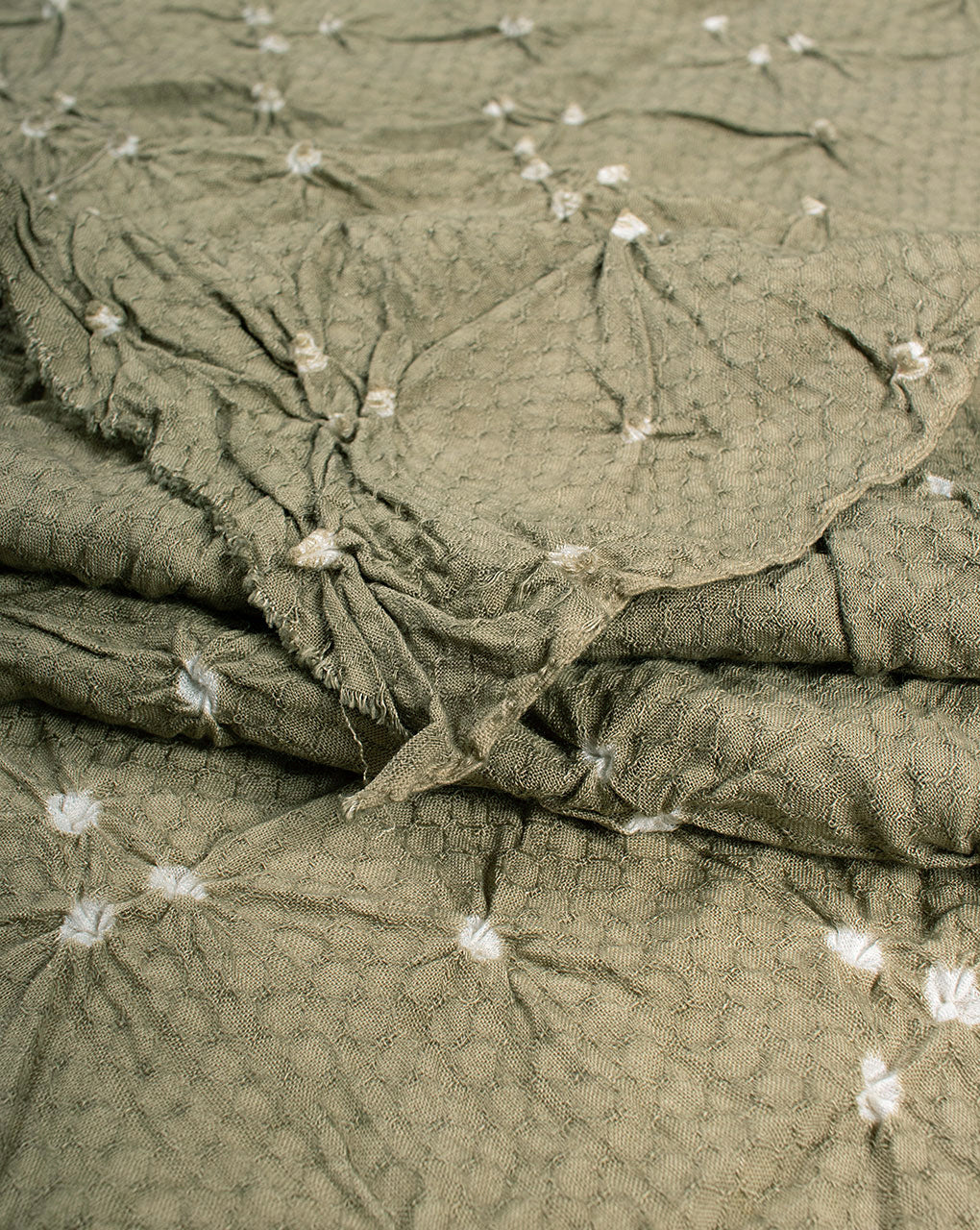 Pistachio Polka Dots Bandhani Dobby Rayon Dupatta - Fabriclore.com