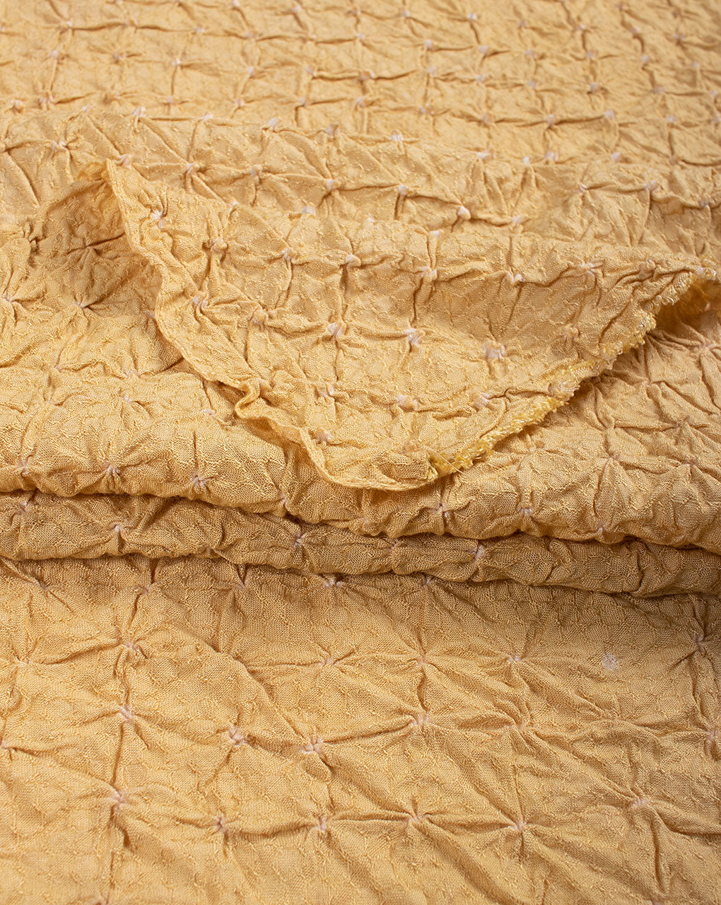 Beige Polka Dots Bandhani Dobby Rayon Dupatta - Fabriclore.com