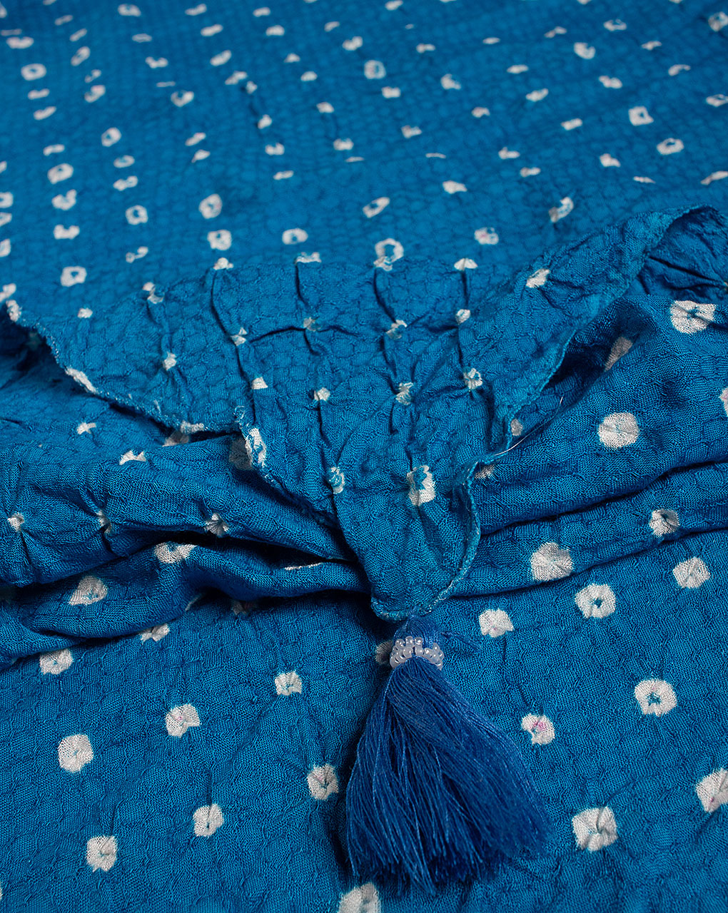 Turquoise Bandhani Dobby Rayon Dupatta - Fabriclore.com