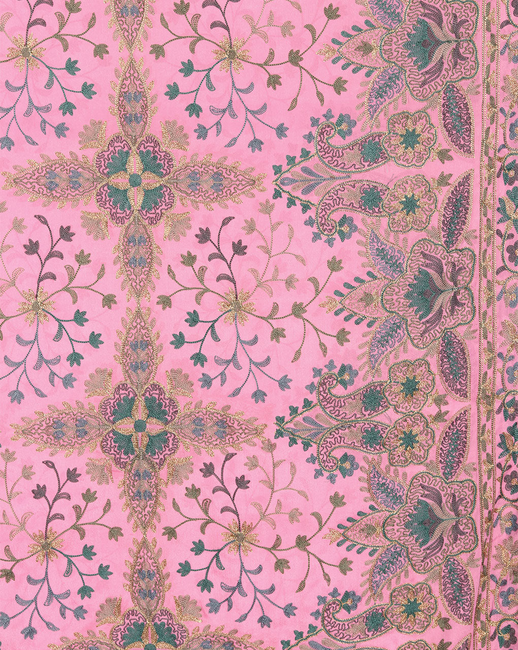 Embroidered Zari Work Chinnon Chiffon Dupatta - Fabriclore.com