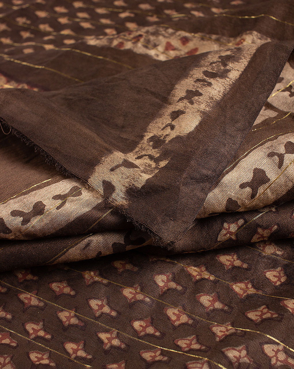 Booti Akola Hand Block Zari Border Chanderi Dupatta - Fabriclore.com