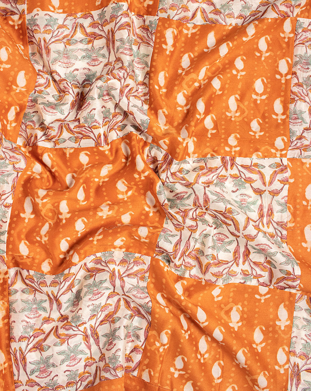 Patch Work Hand Block Chanderi Dupatta