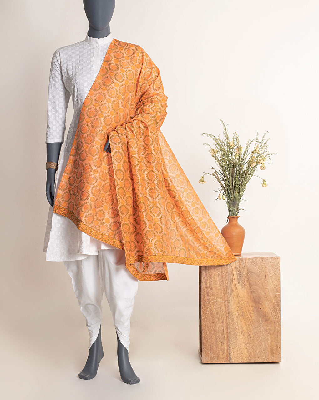 Hand Block Chanderi Dupatta
