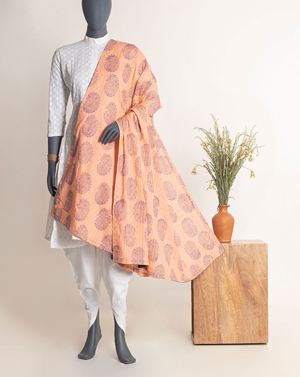 Hand Block Dobby Cotton Dupatta