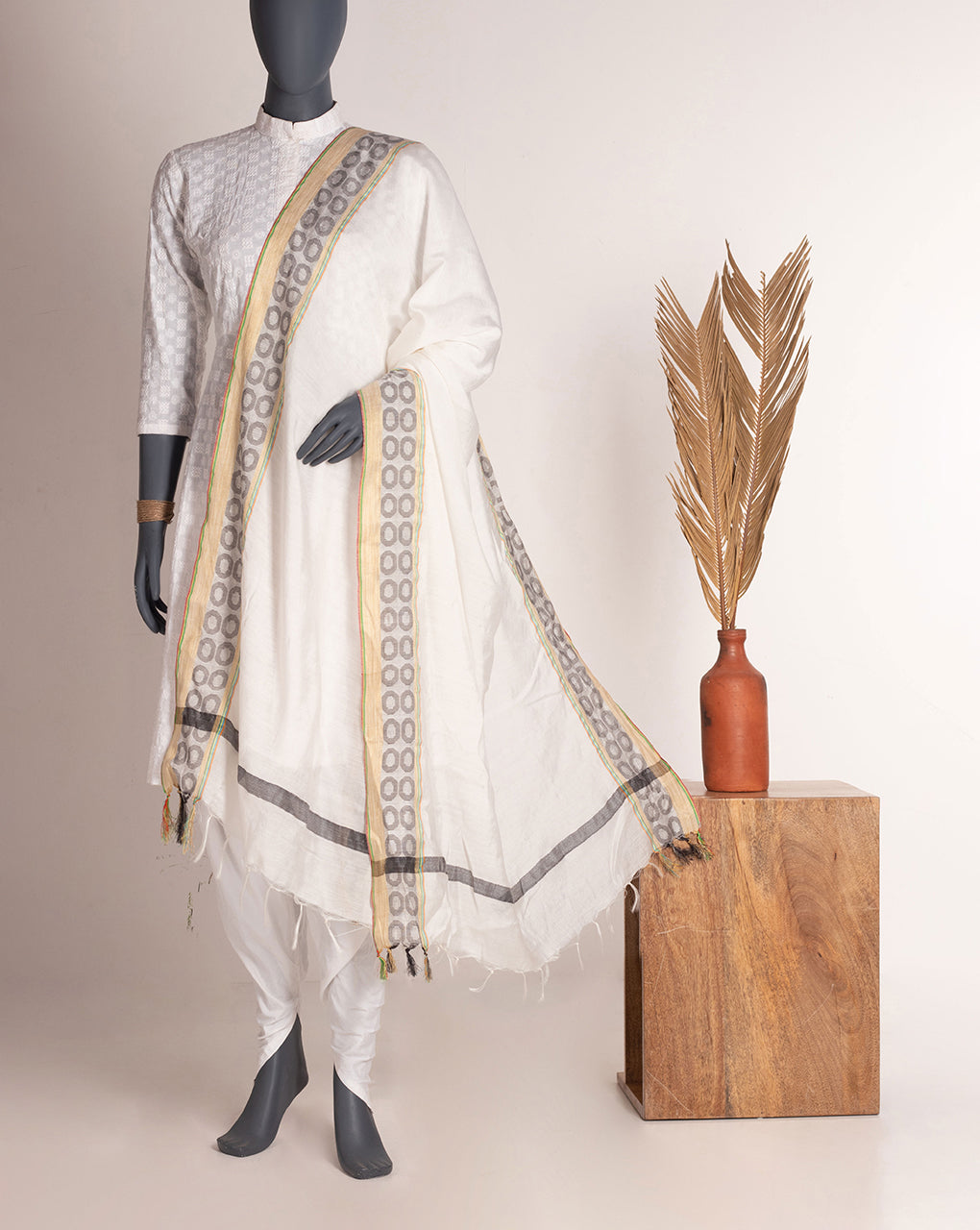 Stripes Bhagalpuri Viscose Dupatta - Fabriclore.com