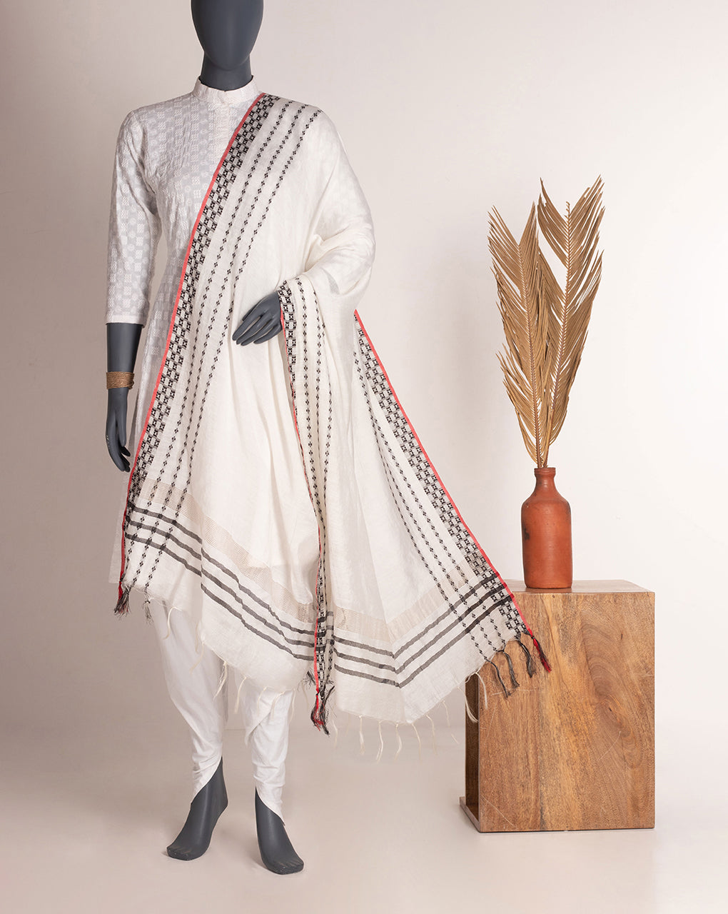 Stripes Bhagalpuri Viscose Dupatta - Fabriclore.com