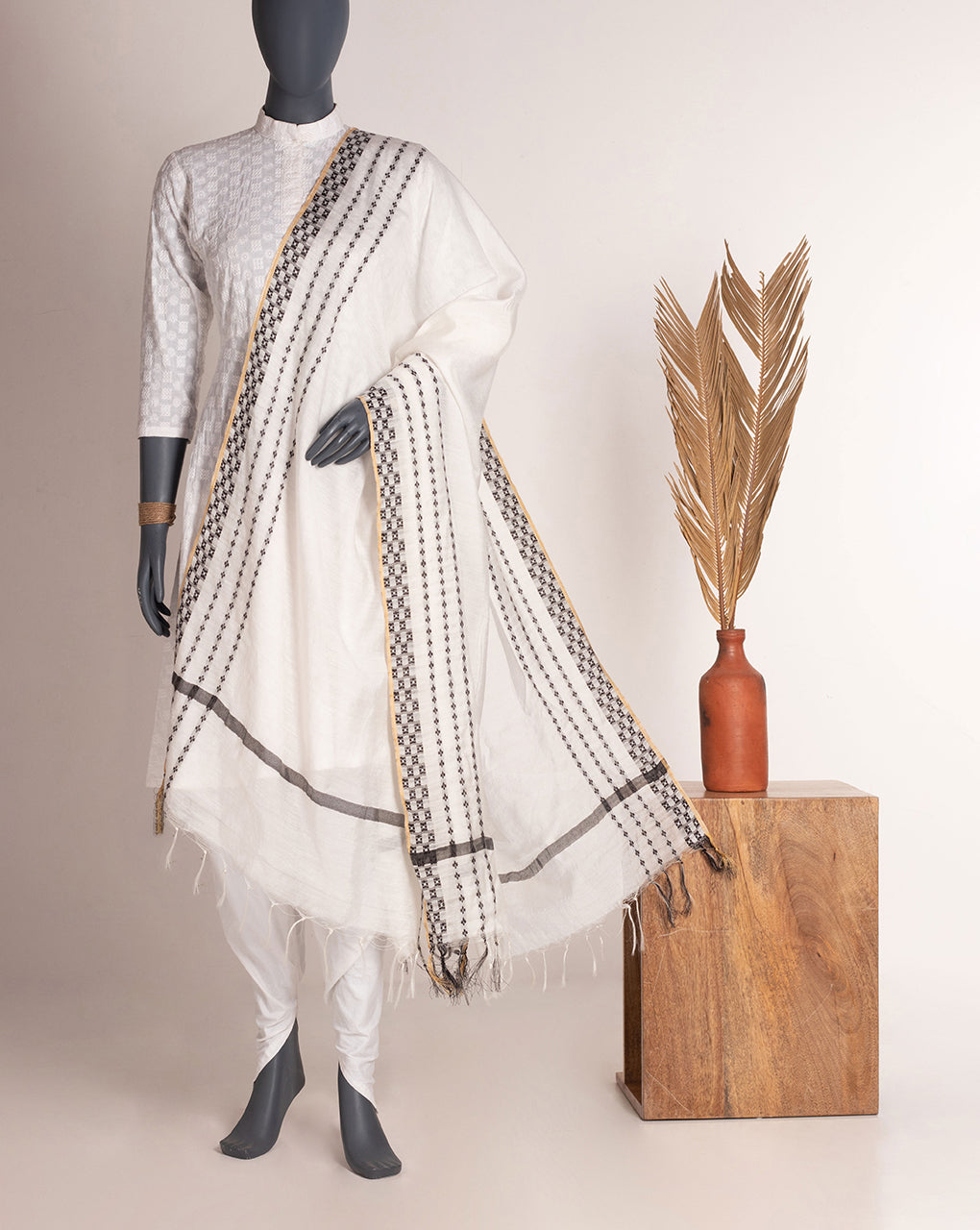 Stripes Bhagalpuri Viscose Dupatta - Fabriclore.com