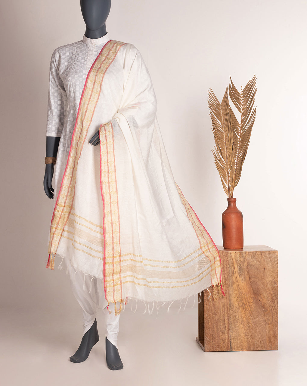 Stripes Bhagalpuri Viscose Dupatta - Fabriclore.com