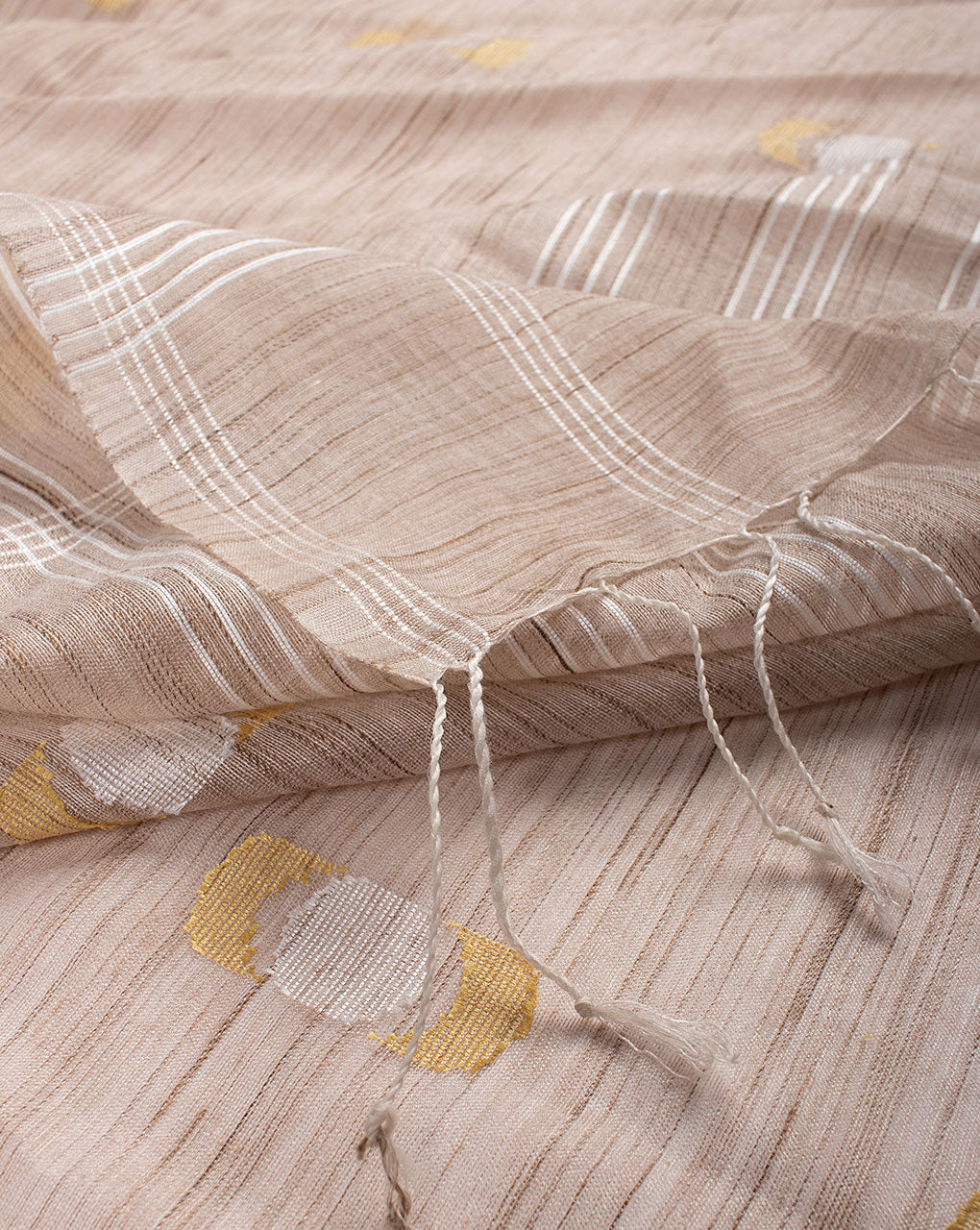 Beige Bhagalpuri Acrylic Viscose Dupatta - Fabriclore.com