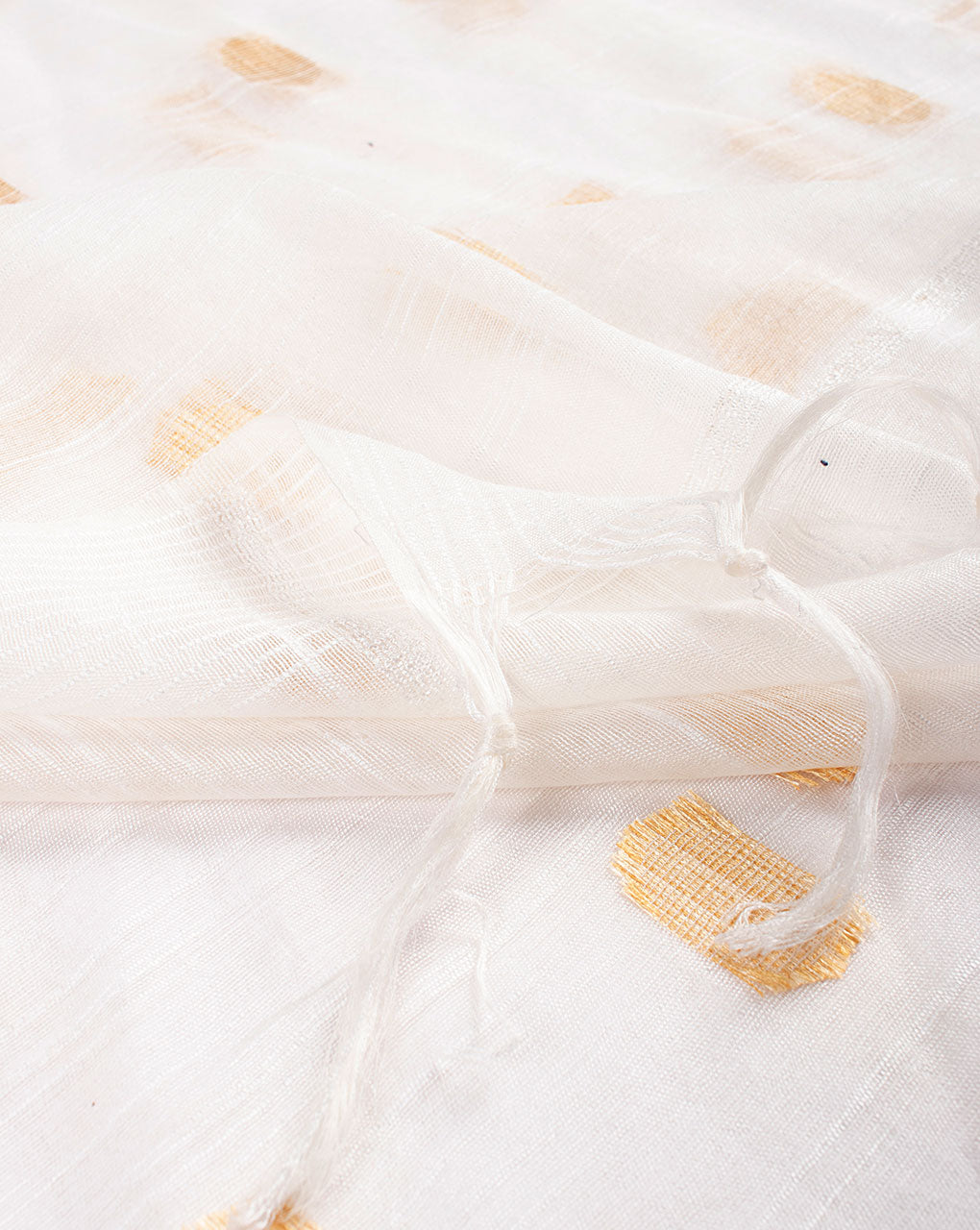 White Bhagalpuri Acrylic Viscose Dupatta - Fabriclore.com