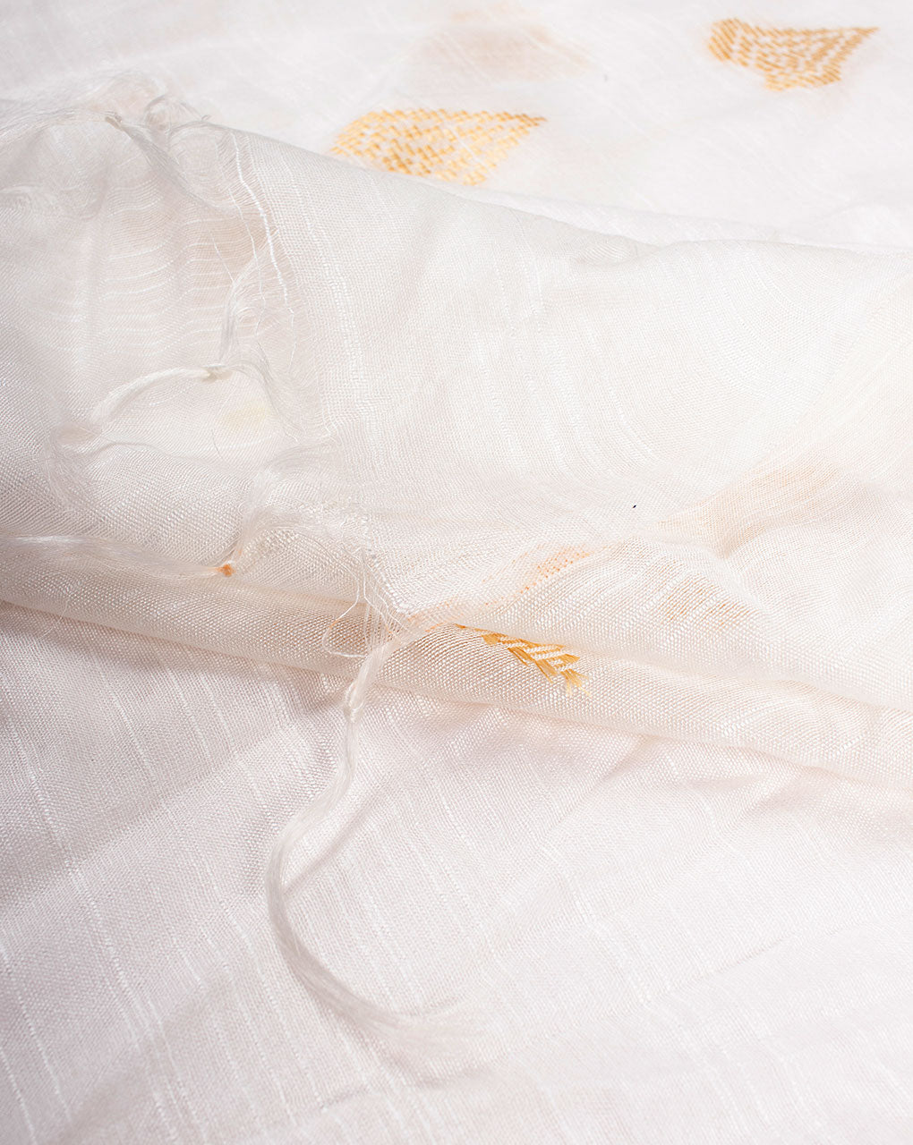 White Bhagalpuri Acrylic Viscose Dupatta - Fabriclore.com