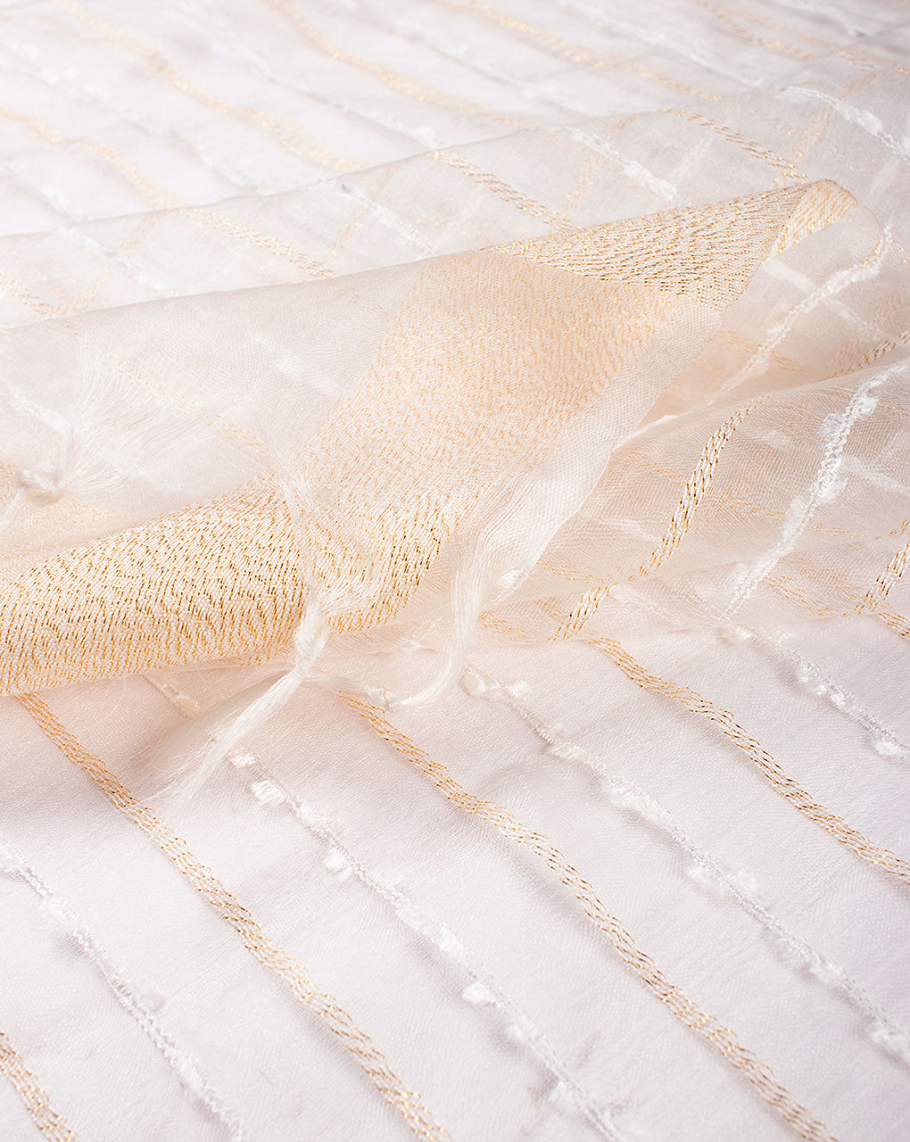 Off-White Bhagalpuri Acrylic Viscose Dupatta - Fabriclore.com