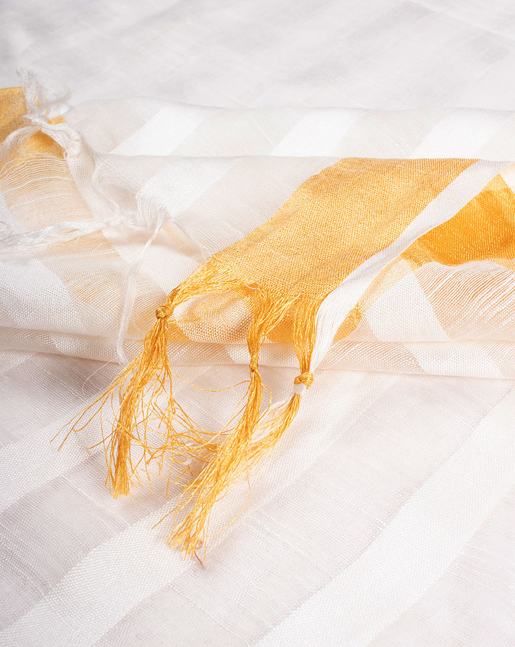 White Bhagalpuri Acrylic Viscose Dupatta - Fabriclore.com
