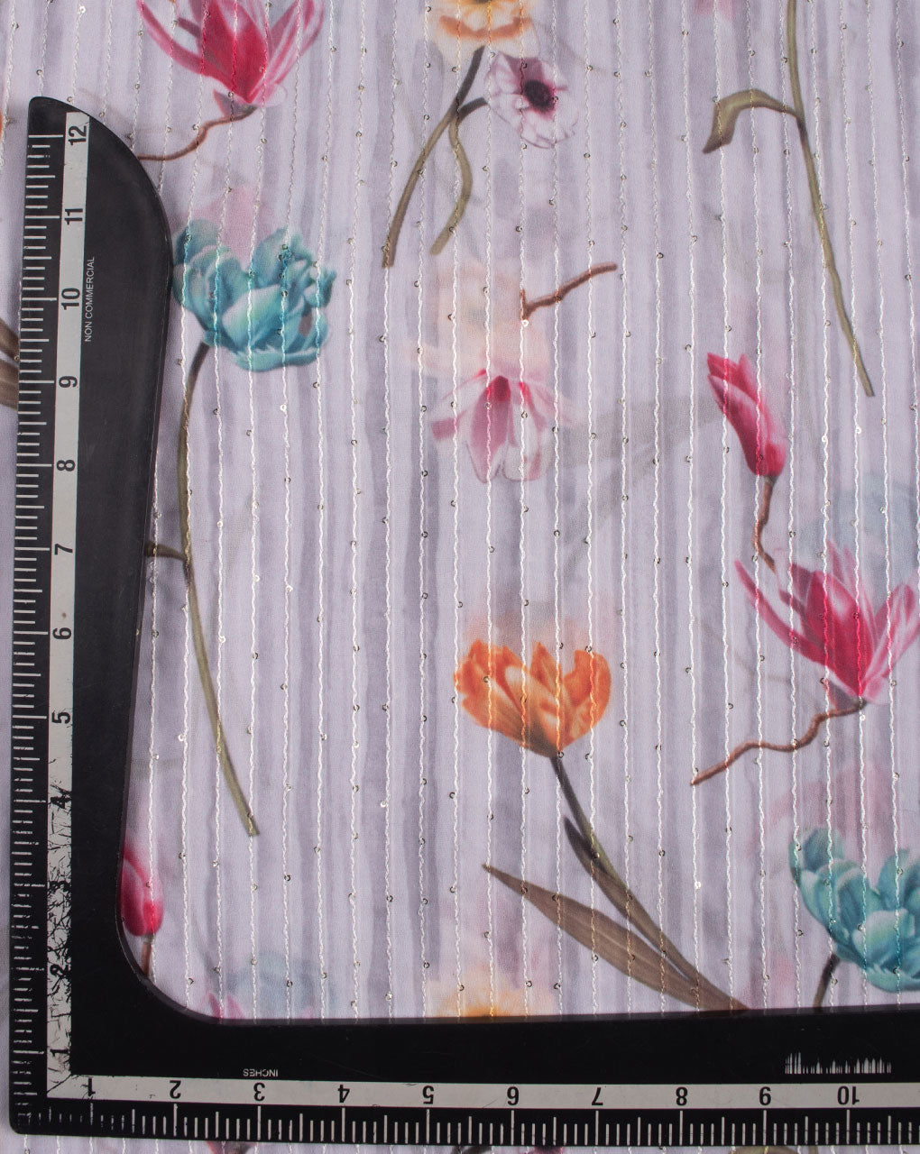 Sequins Work Digital Print Georgette Fabric - Fabriclore.com