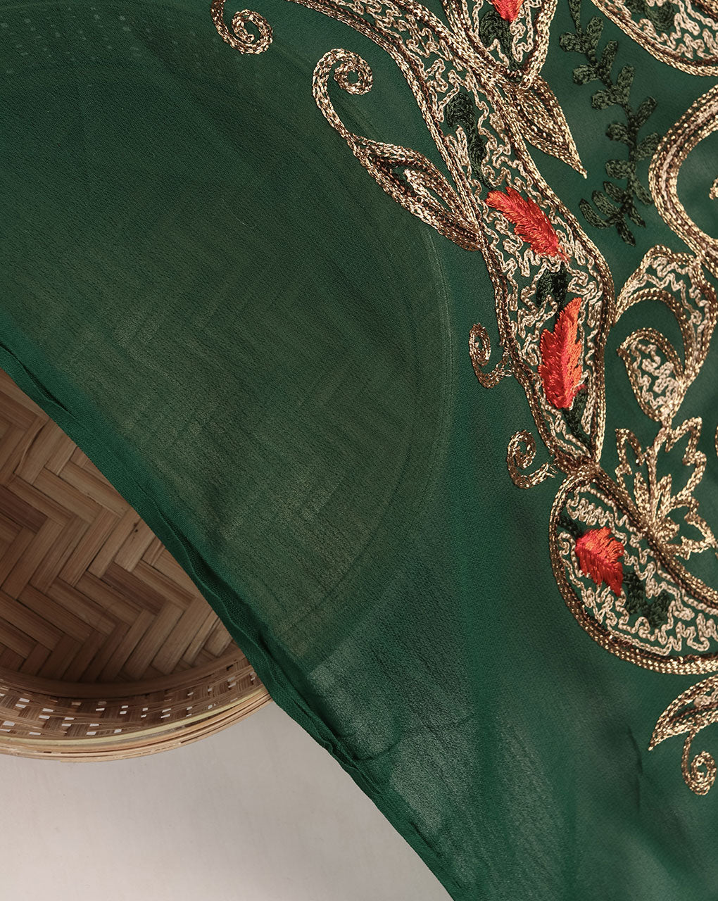 Embroidered Zari Work Viscose Georgette Fabric - Fabriclore.com