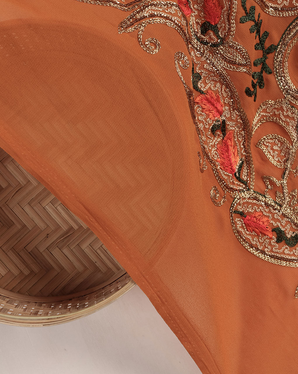 Embroidered Zari Work Viscose Georgette Fabric - Fabriclore.com