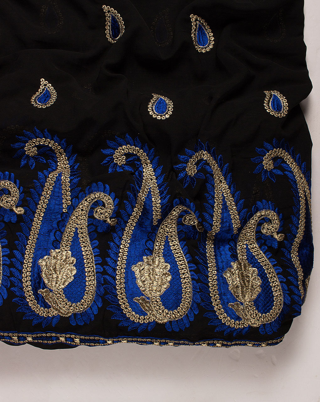 Heavy Embroidered Zari Work Georgette Fabric ( Width 58 Inch ) - Fabriclore.com