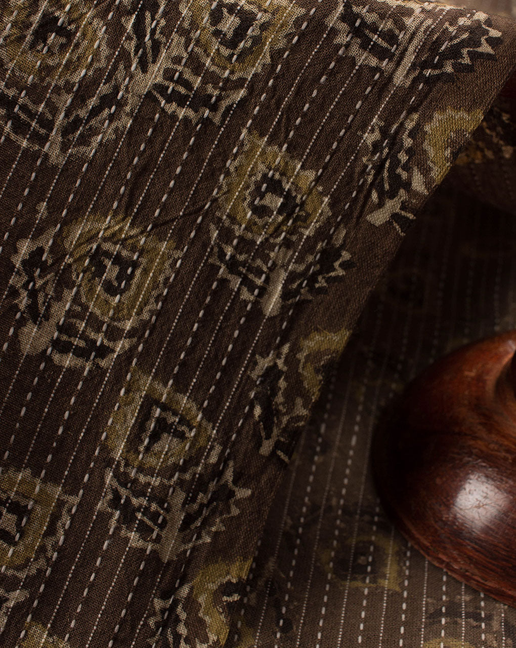 Natural Dye Ajrak Hand Block Kantha Cotton Fabric - Fabriclore.com