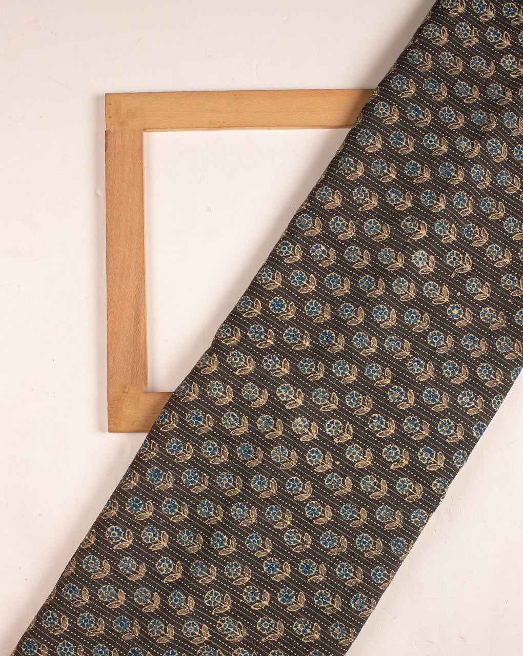 Booti Ajrak Hand Block Kantha Cotton Fabric - Fabriclore.com
