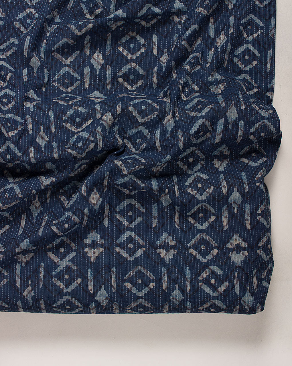 Indigo Hand Block Kantha Cotton Fabric