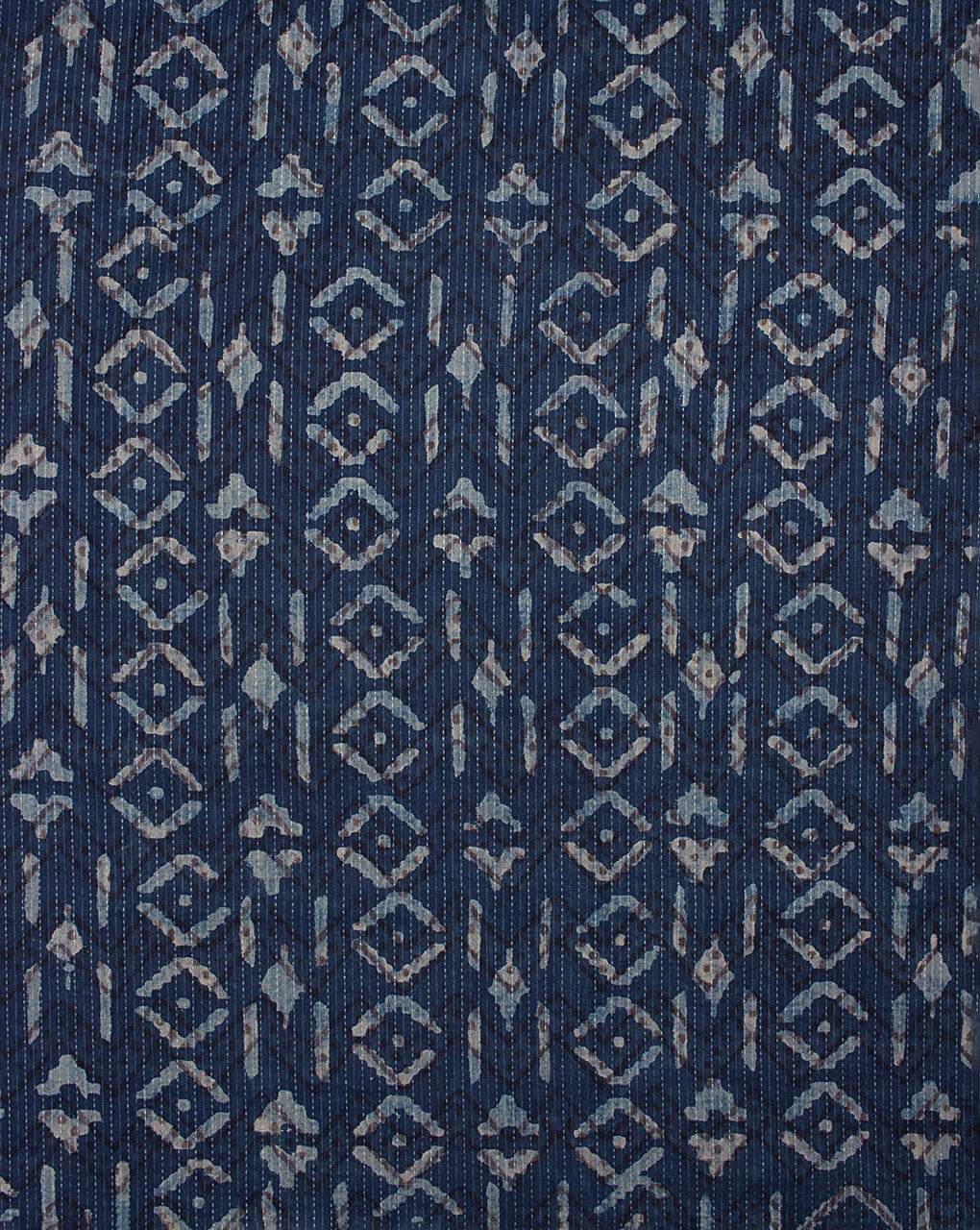 Indigo Hand Block Kantha Cotton Fabric