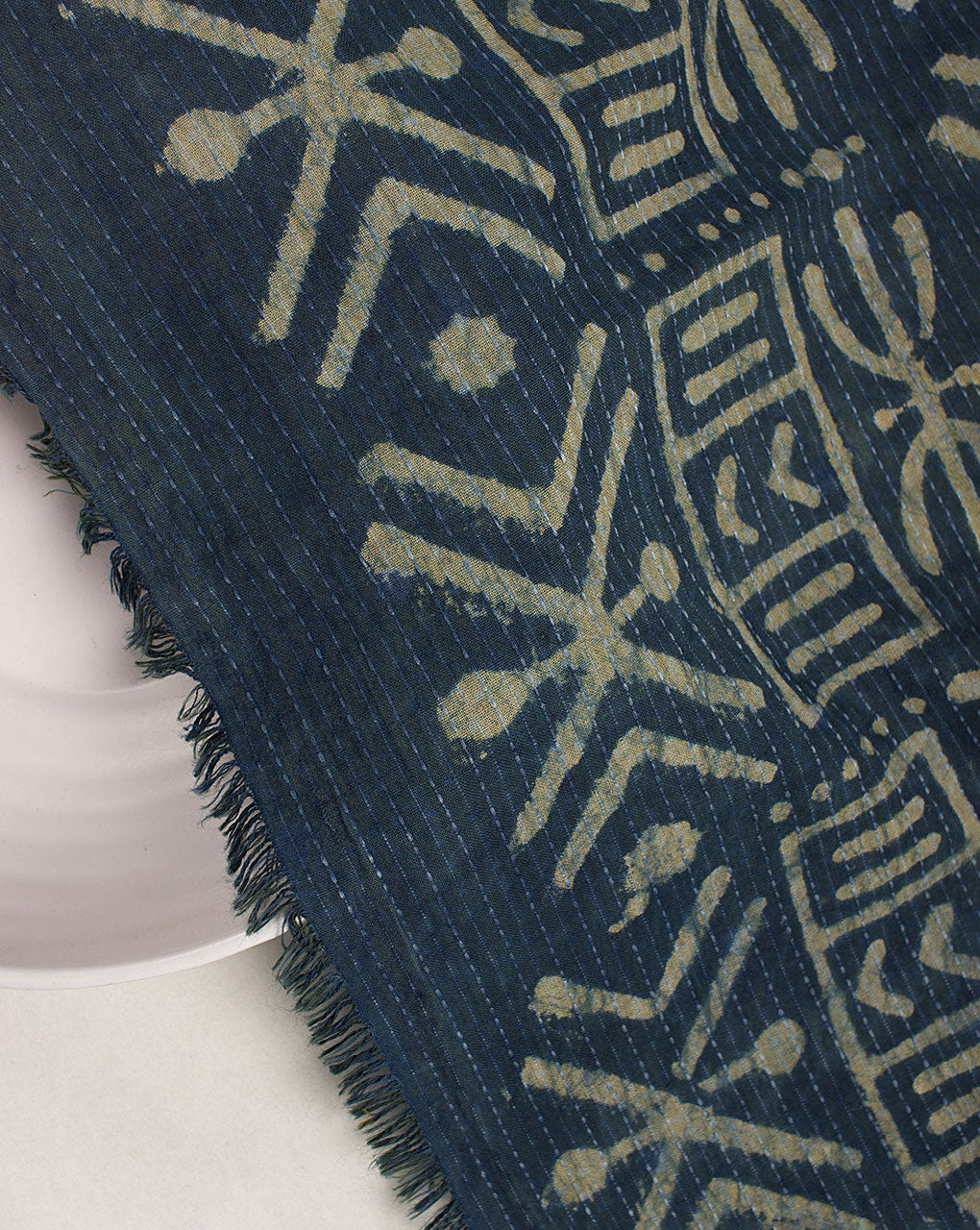 Indigo Hand Block Kantha Cotton Fabric