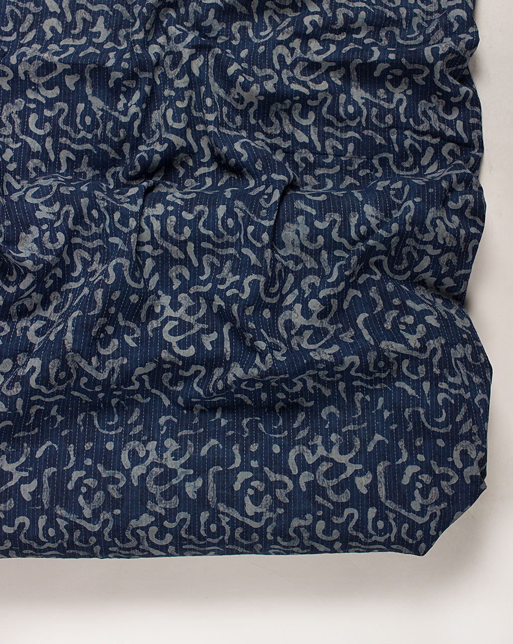 Indigo Hand Block Kantha Cotton Fabric