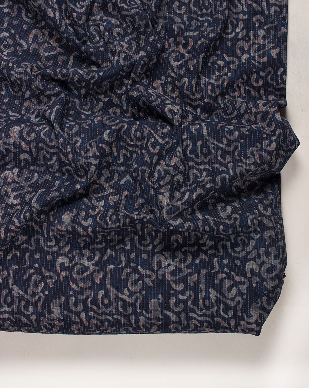 Indigo Hand Block Kantha Cotton Fabric