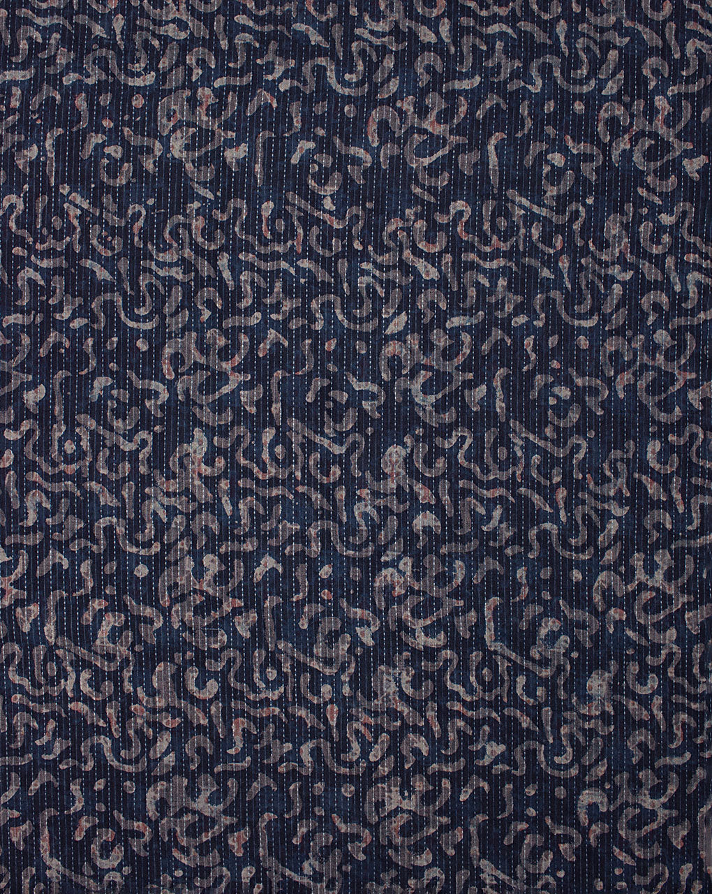 Indigo Hand Block Kantha Cotton Fabric