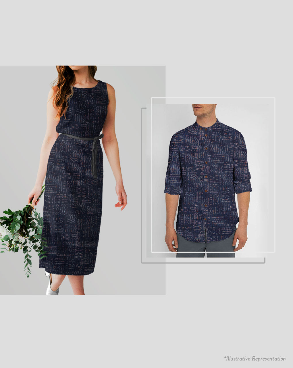 Indigo Hand Block Kantha Cotton Fabric