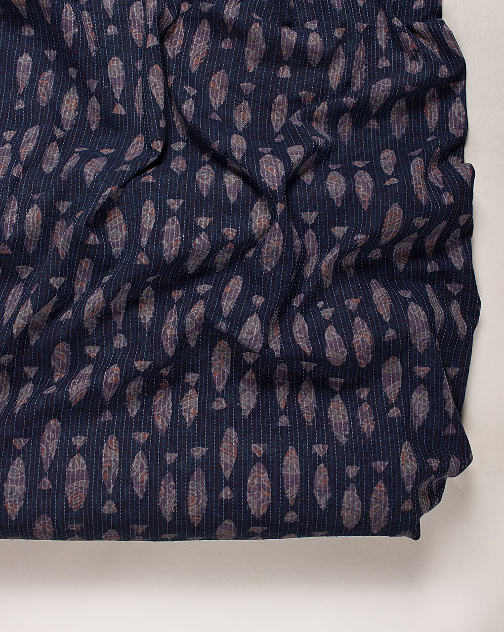 Indigo Hand Block Kantha Cotton Fabric