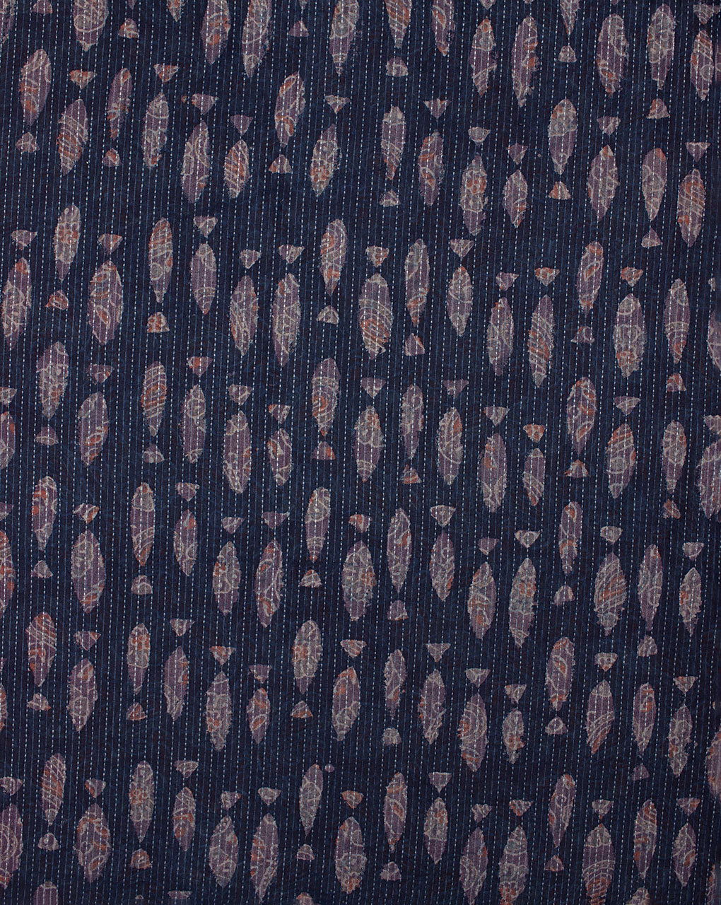 Indigo Hand Block Kantha Cotton Fabric