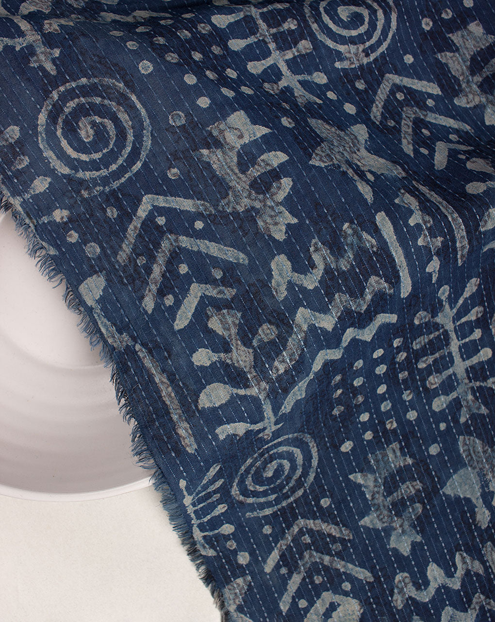 Indigo Hand Block Kantha Cotton Fabric