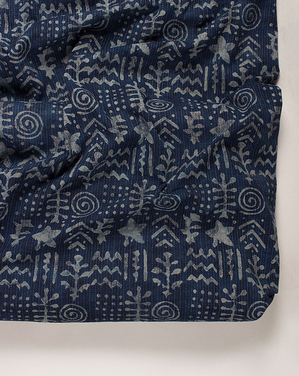 Indigo Hand Block Kantha Cotton Fabric