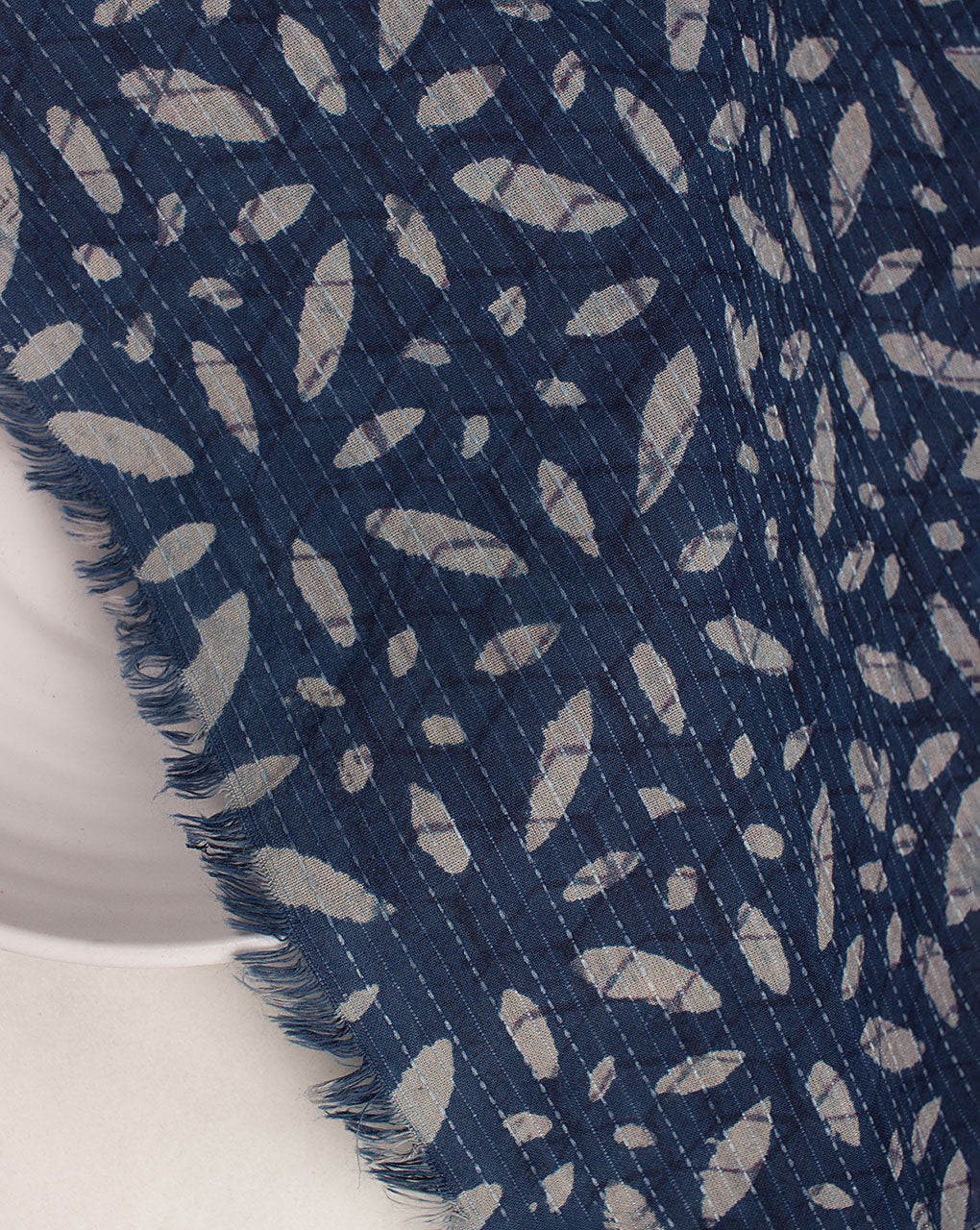 Indigo Hand Block Kantha Cotton Fabric