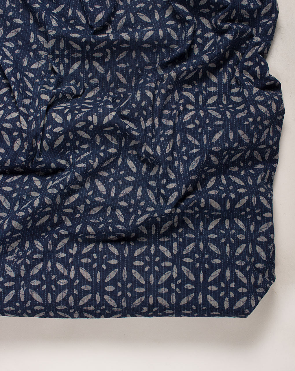 Indigo Hand Block Kantha Cotton Fabric