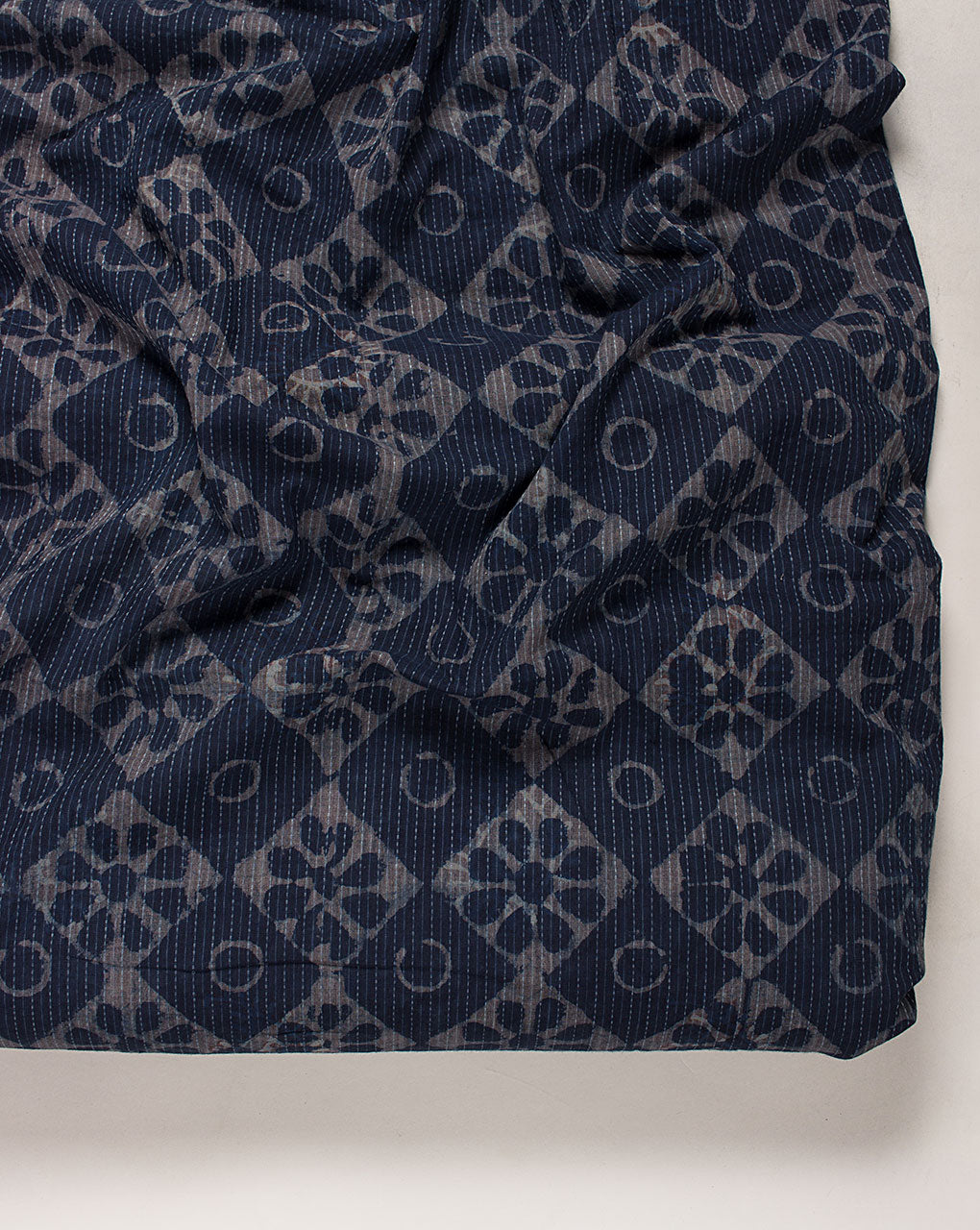 Indigo Hand Block Kantha Cotton Fabric