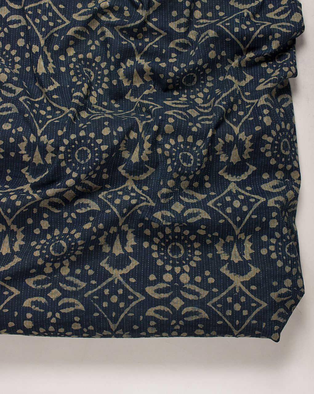 Indigo Hand Block Kantha Cotton Fabric