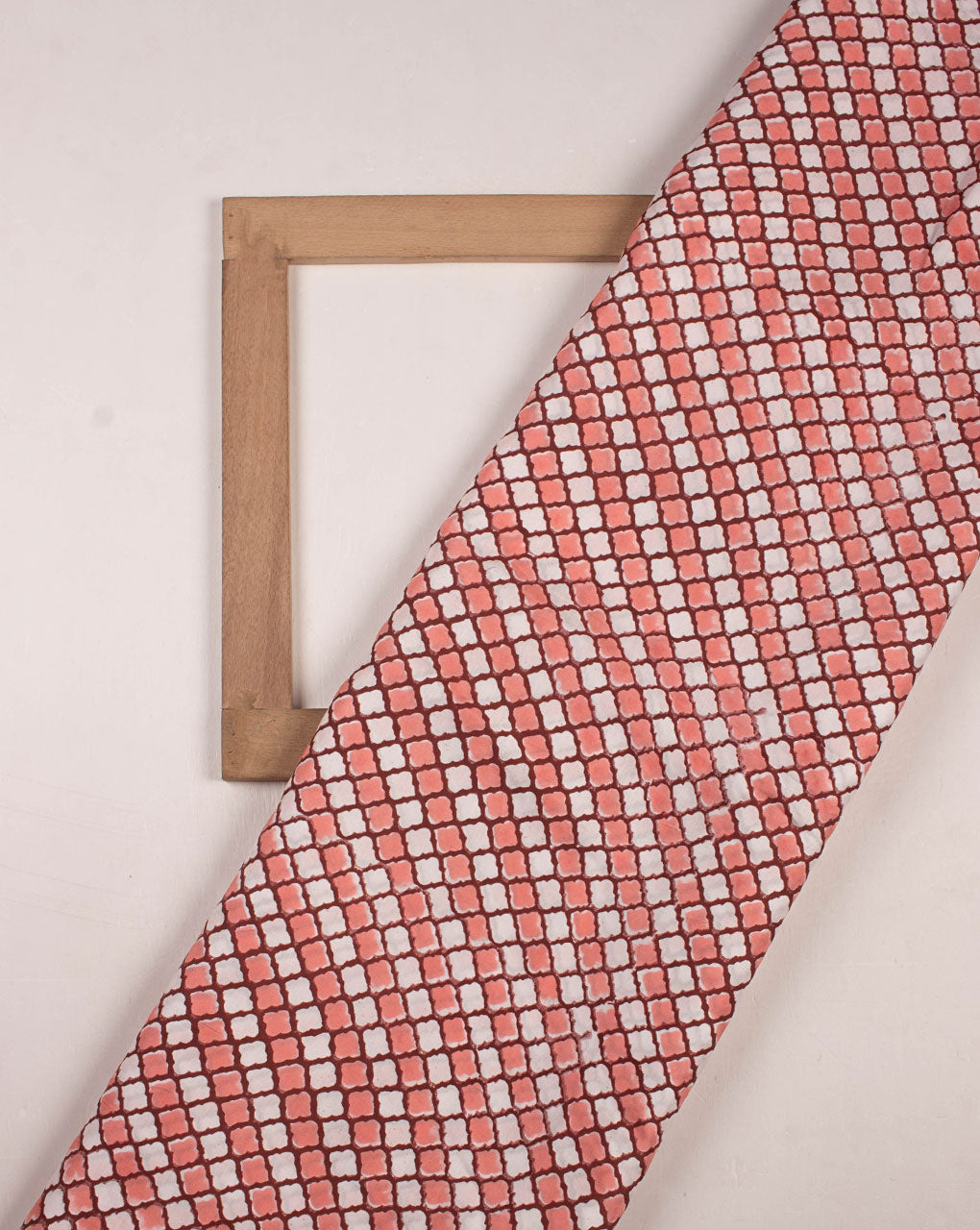 Pink City Theme Hand Block Modal Satin Fabric - Fabriclore.com