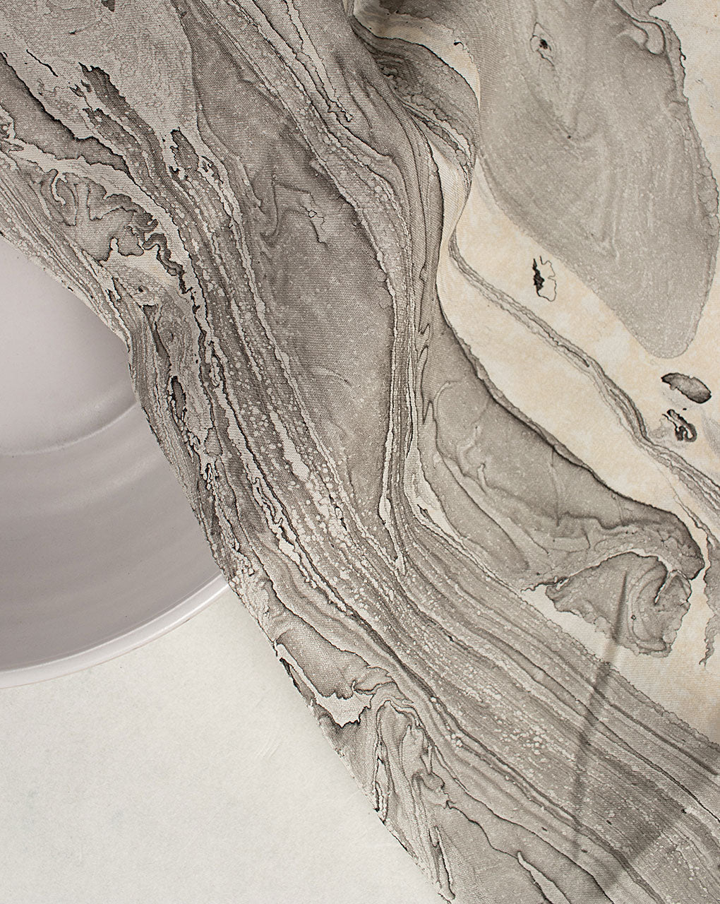 ( Pre Cut 80 CM ) Marble Print Modal Satin Fabric