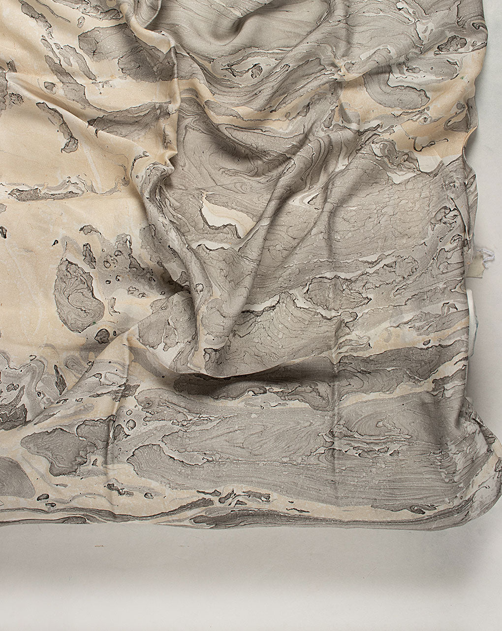 ( Pre Cut 80 CM ) Marble Print Modal Satin Fabric