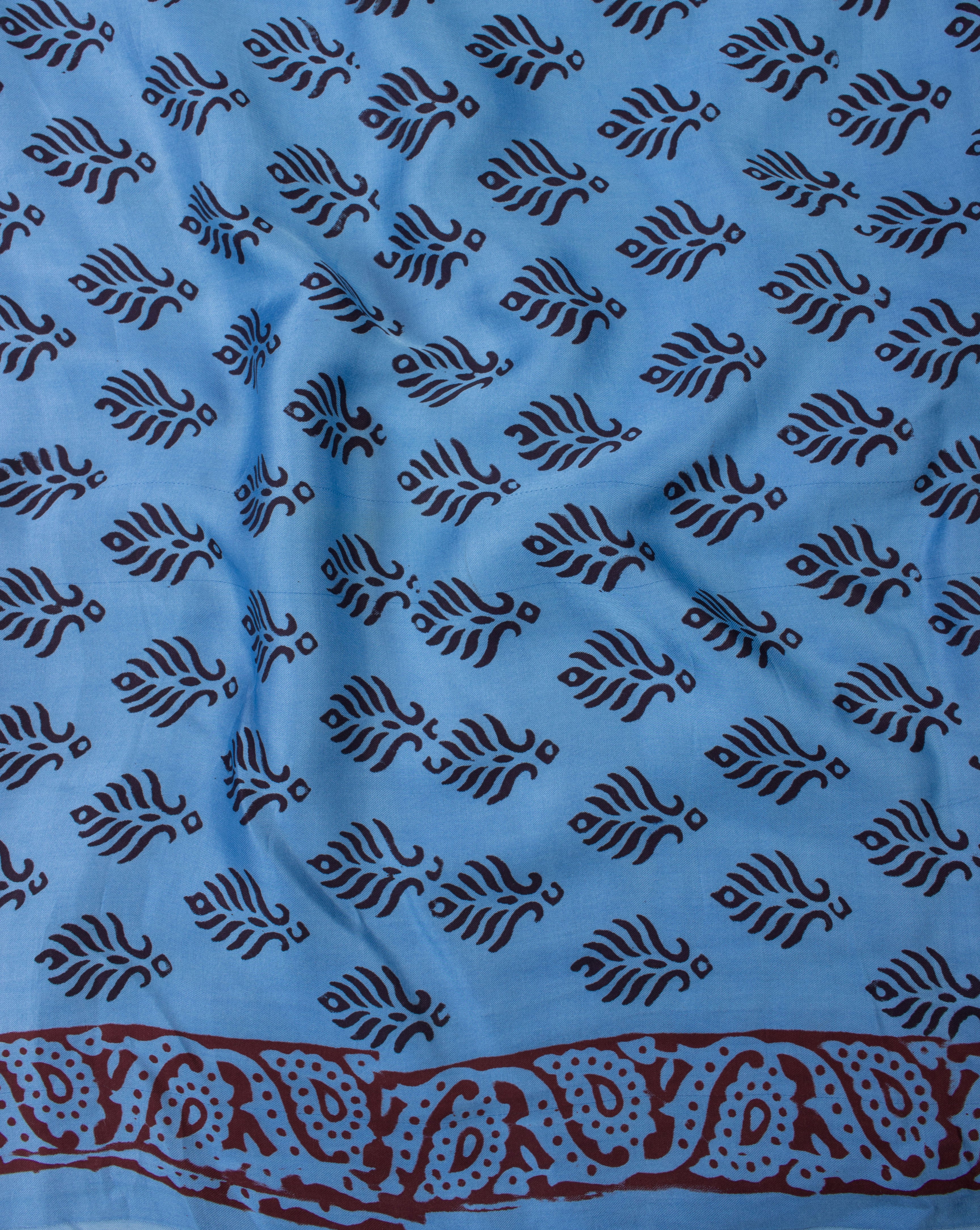 Booti Pattern Hand Block Bagh Print Modal Satin Fabric - Fabriclore.com